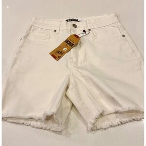 Decrum Denim Womens Ivory High Waisted Raw Hem Jean Shorts Size 4 NEW with tags